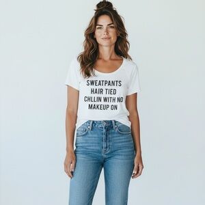 Missi London Women’s White Drake Lyrics Graphic Short Sleeve Tee M/L